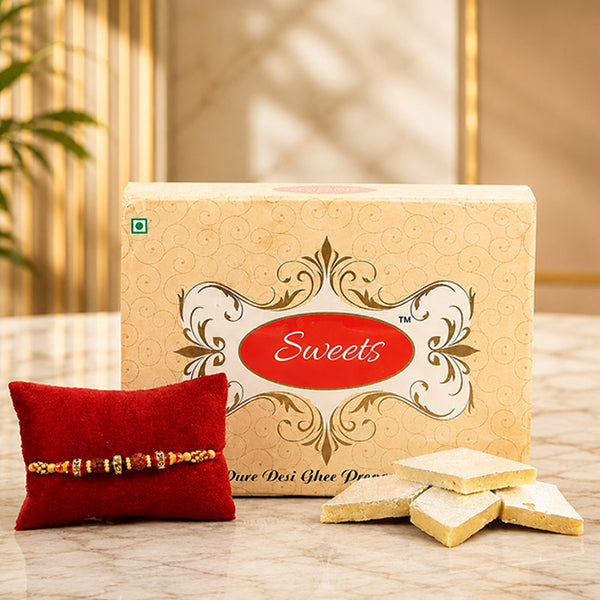 Kaju Katli Sweet Box with Designer Rakhi 200g