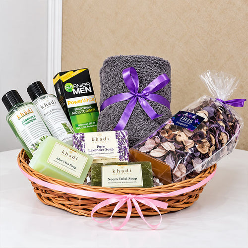 Khadi Herbal Grooming Hamper with Lavender Soaps & Face Care