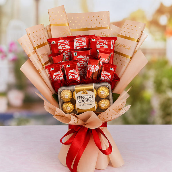 Kit Kat rose Bouquet with Ferrero Rocher