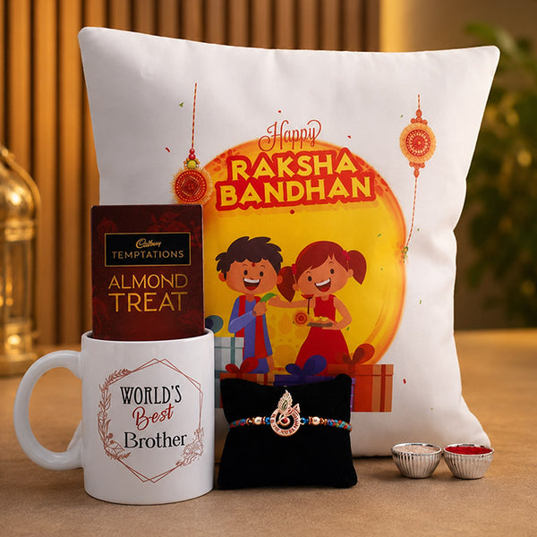 Krishna Rakhi With Raksha Bandhan Cushion Combo