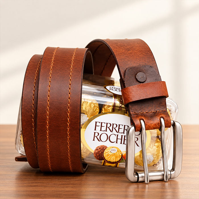 Leather Belt with Ferrero Rocher 200g Chocolate Pack