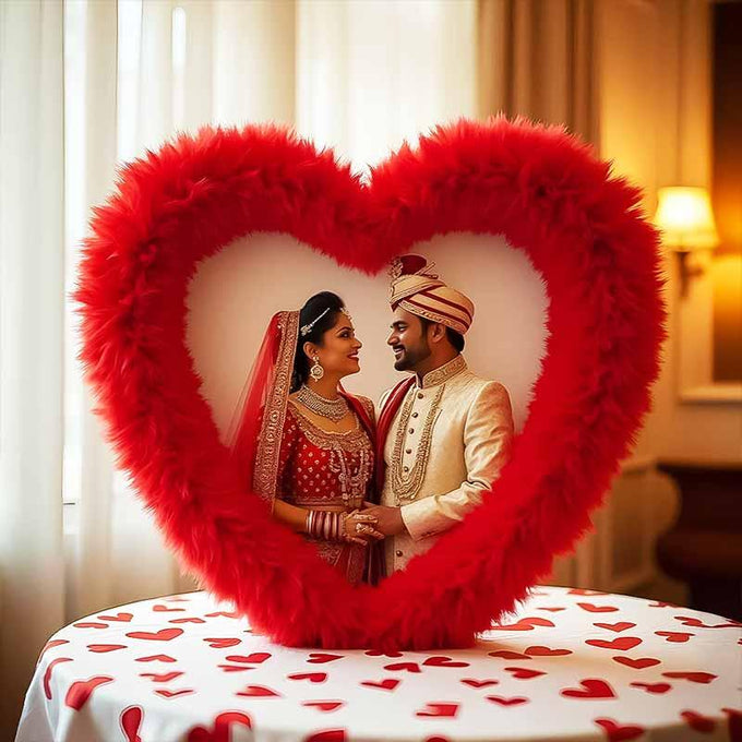Personalized Heart Cushion with Couple Photo