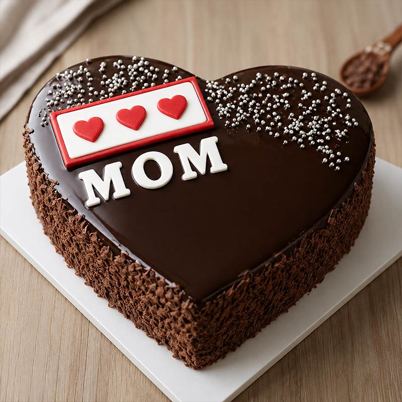 Love Mom Heart Shape Cake