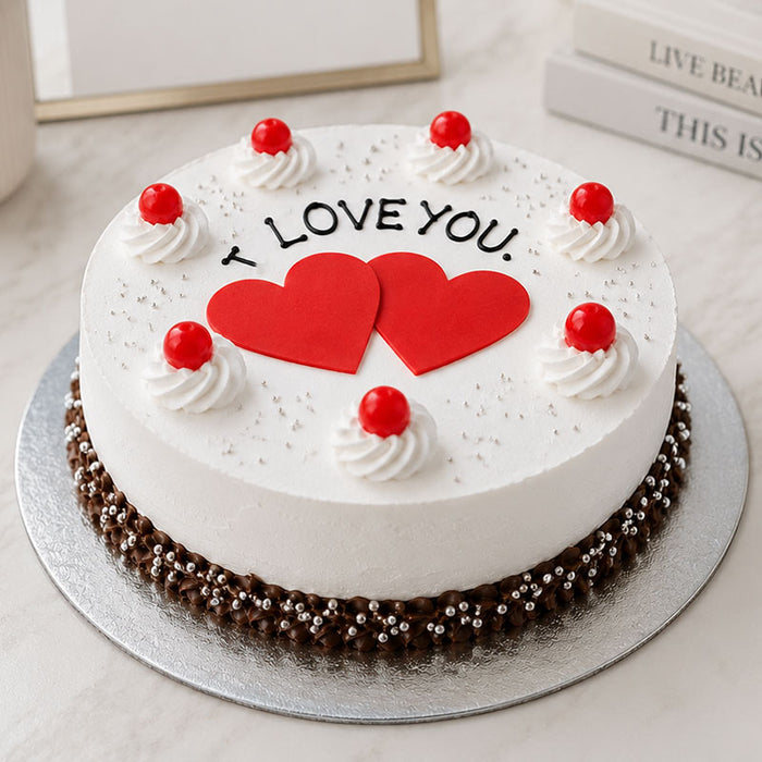 Black Forest Cake Half Kg with Red Heart Design