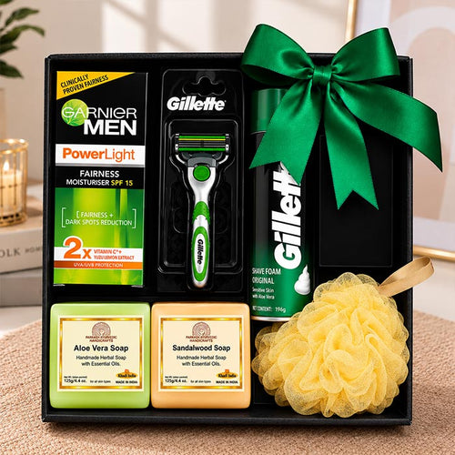 Men's Grooming Basket with Gillette Mach 3 & Khadi Soap Set