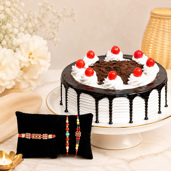 Mouthwatering Cake And Rakhi Como