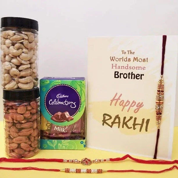 Rakhi Thread With Cadbury With Rich Almond, Cashew Box