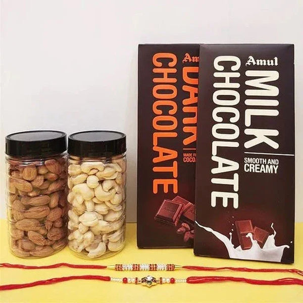 Rich Dryfruits With Set Of 2 Rakhis N Amul Delight