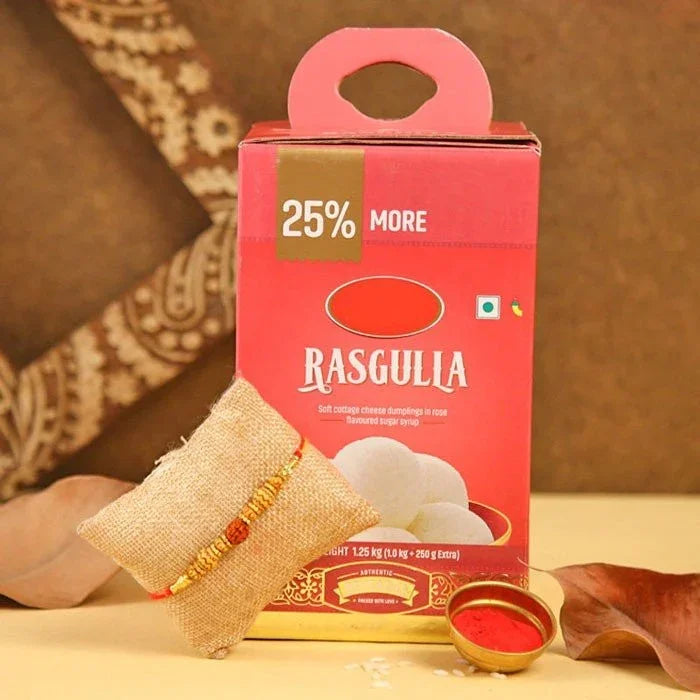 Rudraksha Rakhi With Rasgullas