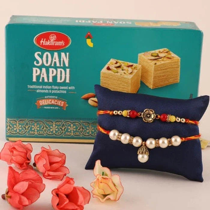 Pearl N Floral Rakhis With Soan