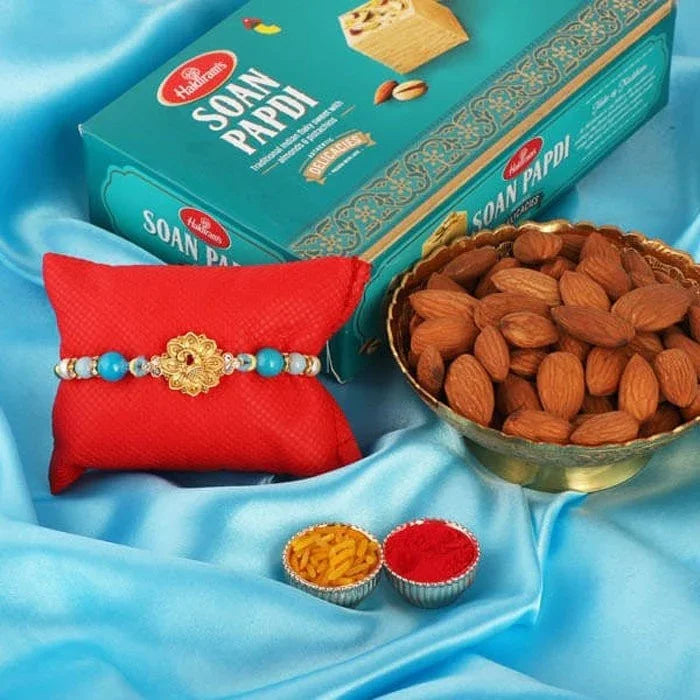 Lovely Peacock Rakhi With Soan And Almond