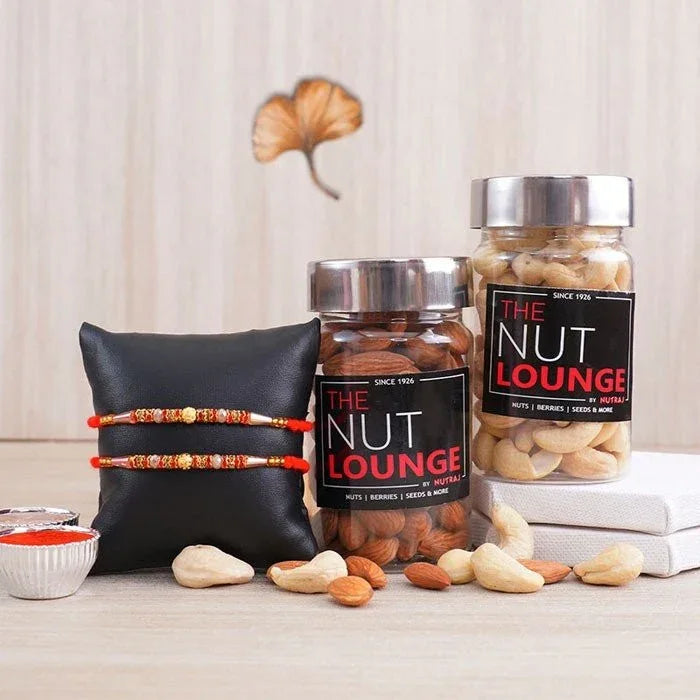 Two Fantastic Rakhis With Dry Fruits Combo