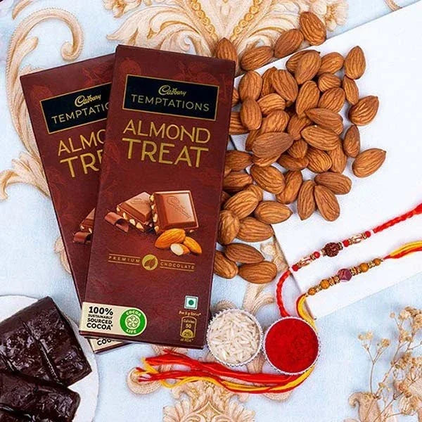 Rudraksha Rakhi With Pearl Rakhi And Dry Fruits