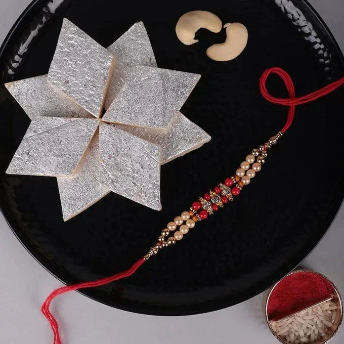 Layer Pearl Rakhi With Kaju Katli 400 Gm