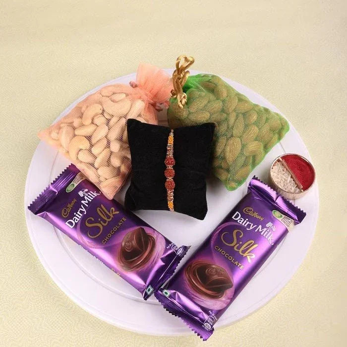 Beautiful Beads Rakhis With Chocolate Dry Fruits Combo