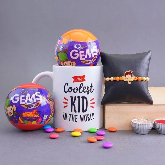 Cute Ganesha Kids Rakhi With Mug Combo