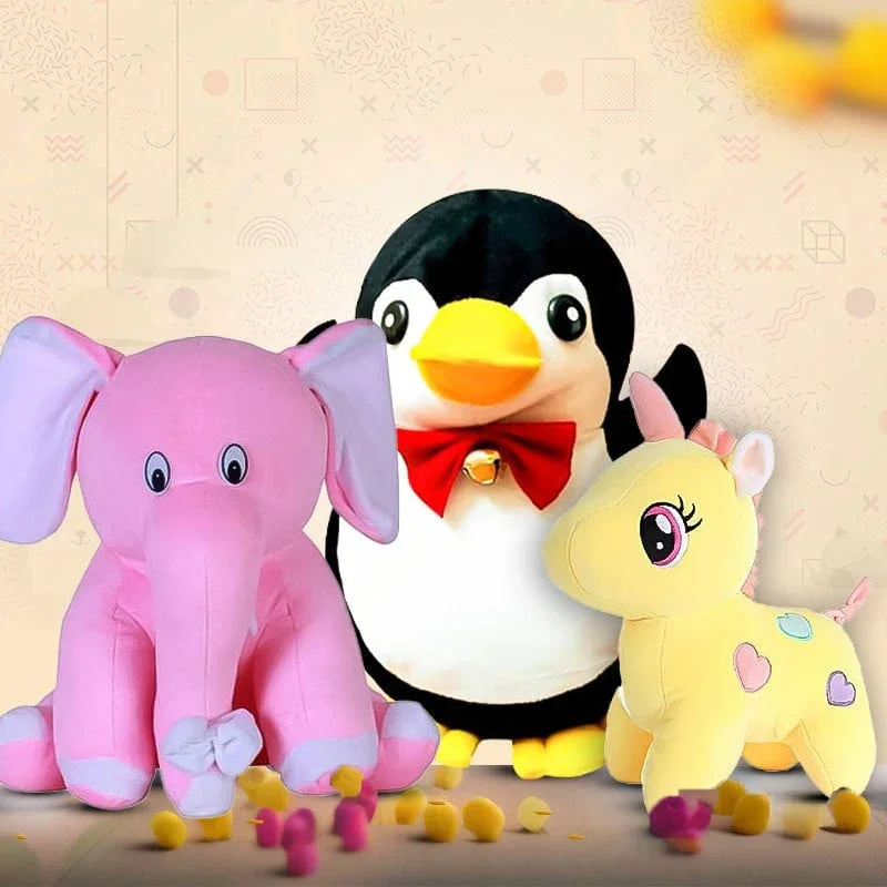Pack of 3 Elegant Soft Toys Combo  Elephant, Penguin and Unicorn