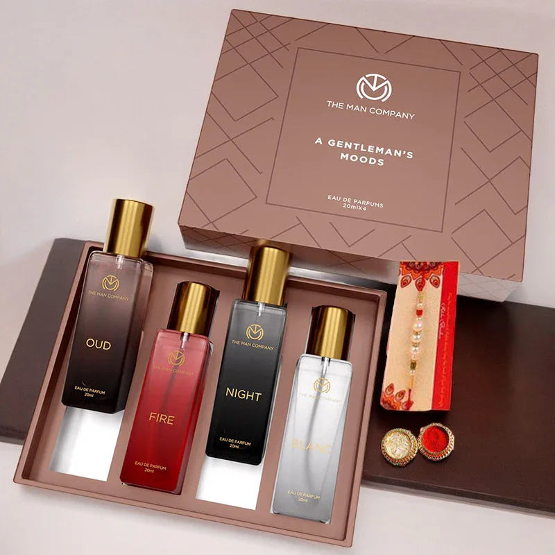 Set of men's perfumes with 'The Man Company' branding on a white background