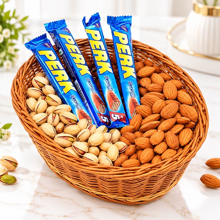 Perk Chocolate with Almonds & Pistachios Gift Basket