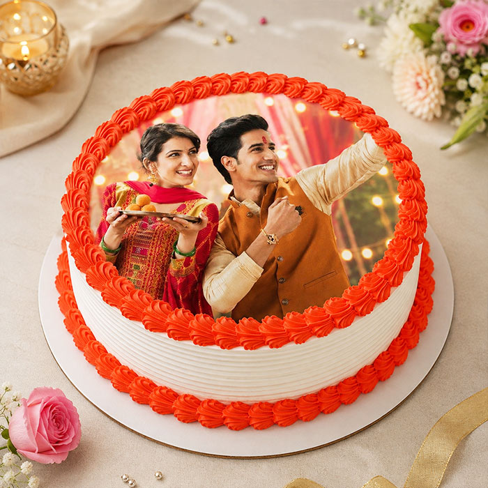 Personalized 1 Kg Pineapple Photo Cake for Raksha Bandhan