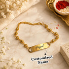 Personalized Gold Finish Beaded Name Bracelet Rakhi for Women customer review image