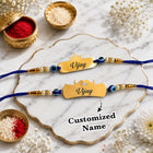 Personalized Gold Name Rakhi Set with Evil Eye Beads (Pack of 2) customer review image