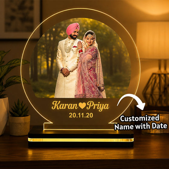 Personalized LED Acrylic Wedding Photo Lamp – (7 Inch)