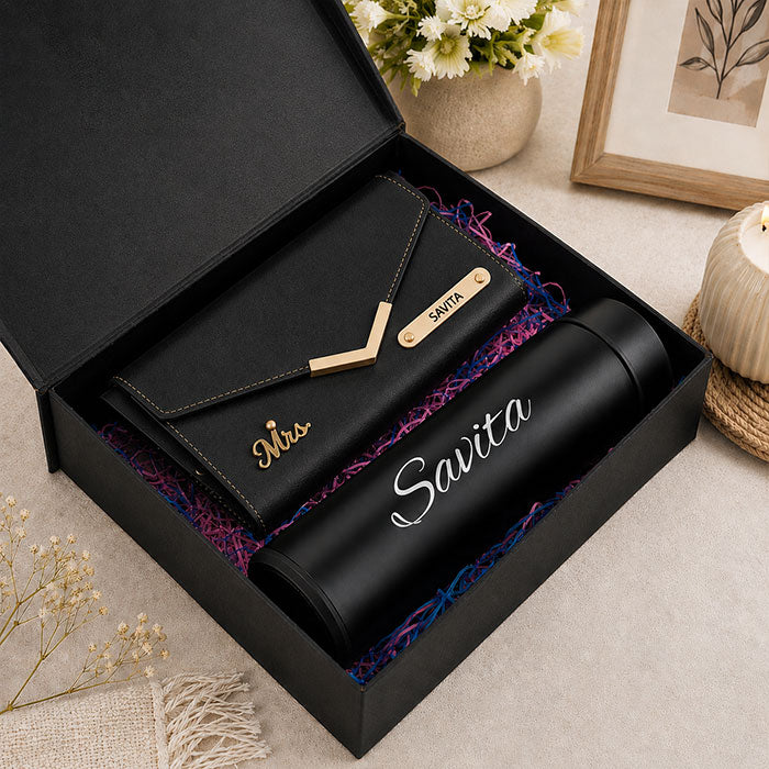 Personalized Luxury Women’s Wallet & Bottle Gift Set