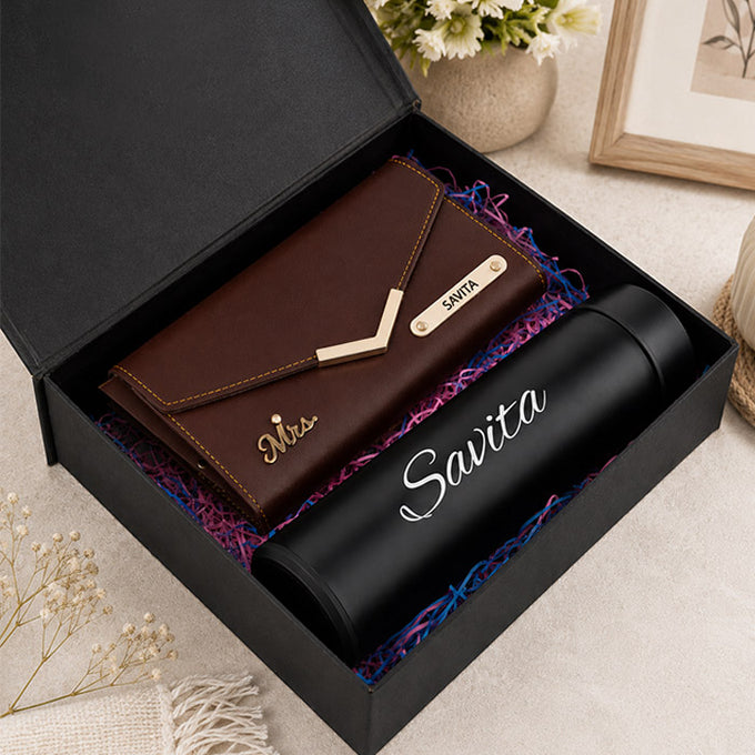 Personalized Luxury Women’s Wallet & Bottle Gift Set - Personalized Gift in Kalyani