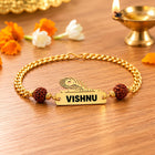 Personalized Peacock Feather Name Rakhi with Rudraksha & Evil Eye Beads customer review image