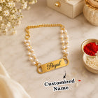 Personalized Pearl Name Bracelet Rakhi with Gold Finish for Women customer review image