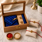 Premium Men's Tie Gift Box with Gold Cufflinks, Tie Pin & Set of 2 Designer Rakhis customer review image