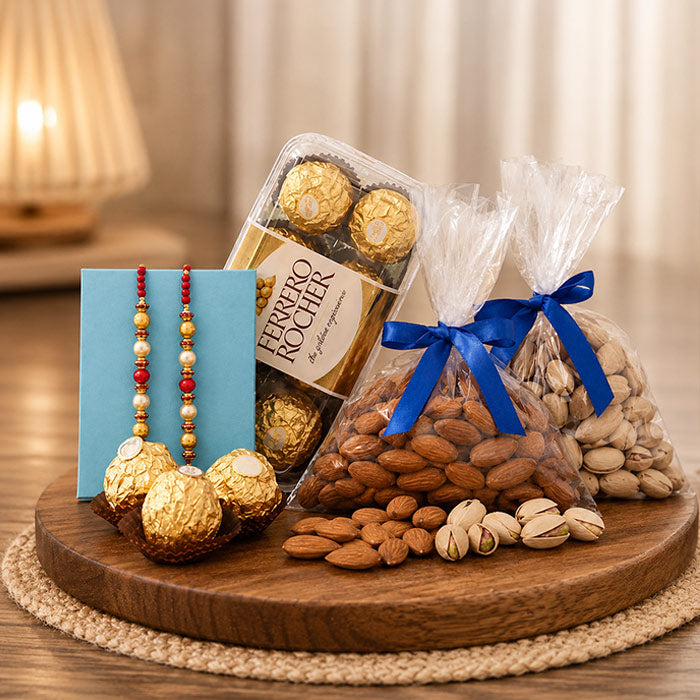 Rakhi Hamper with Ferrero Rocher & 500g Mixed Dry Fruits