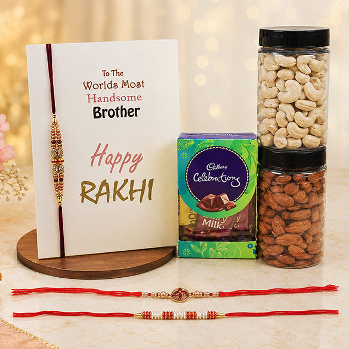 Rakhi Thread With Cadbury With Rich Almond, Cashew Box