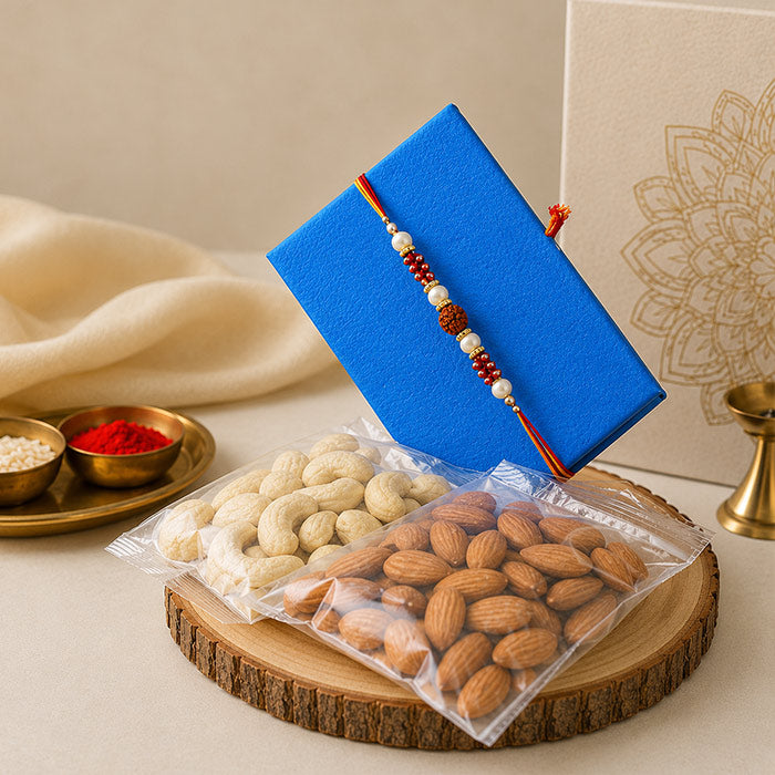 Rakhi with 200g Cashews & 200g Almonds Gift Pack