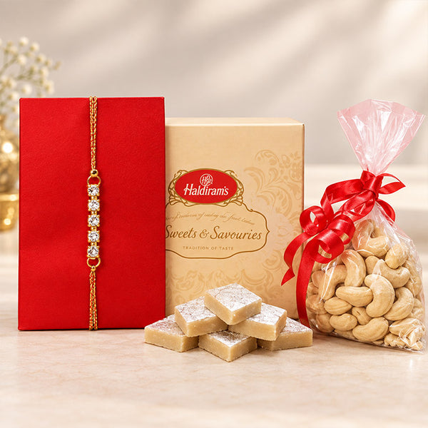 Rakhi with Haldiram's Kaju Katli 500gm & Cashews 100gm Combo