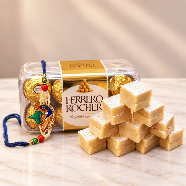 Rakhi with Kaju Katli & Ferrero Rocher