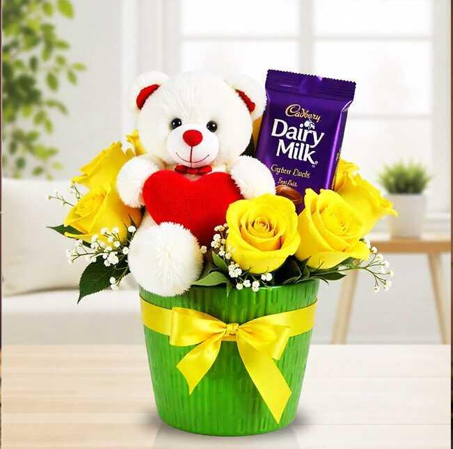 Rose, Dairy Milk & Teddy 