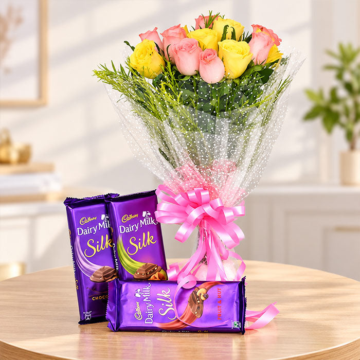 Roses Bunch With Chocolates