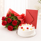 Red Roses Bouquet with 500gm Pineapple Cake & Greeting Card customer review image