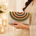Royal Golden Beaded Clutch with Pearl & Gem Embellished Flap customer review image