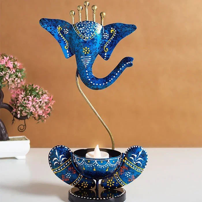 Iron Ganesha TLight Candle Stand