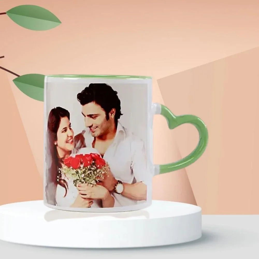 Green Hearty Couple Photo Mug