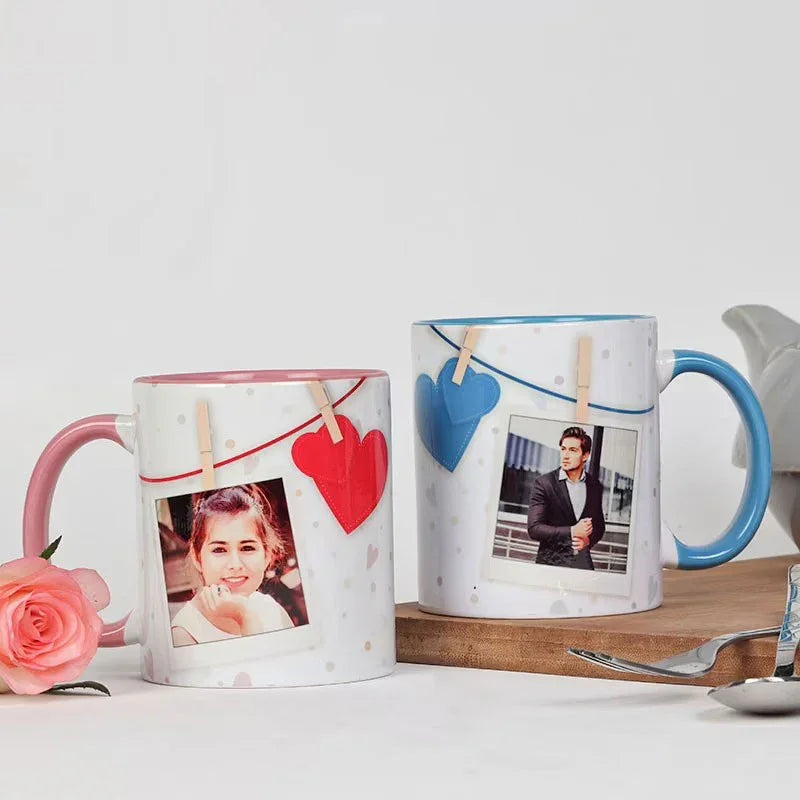 Inner Color Him And Her Photo Mug Set
