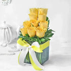 Bouquet Of 10 Yellow Roses In Glass Vase customer review image