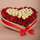 Red Roses N Ferrero In Heart Shape Wooden Box customer review image