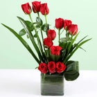 Red rose vase arrangement customer review image