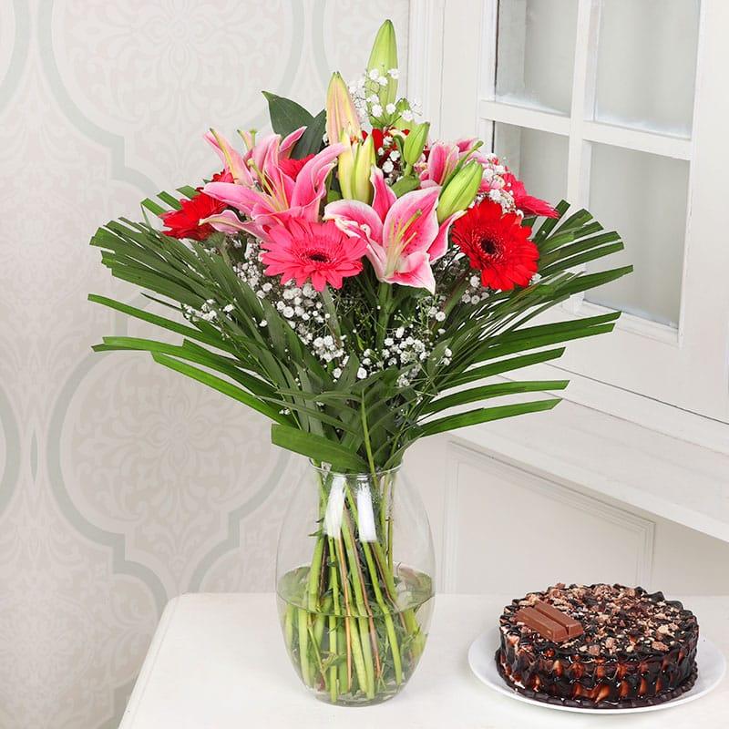 Mixed Flower Cake Combo