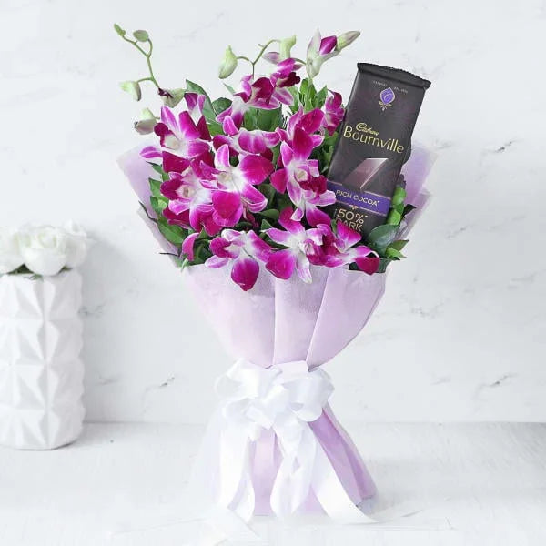 Bouquet of Orchids with Cadbury Bournville