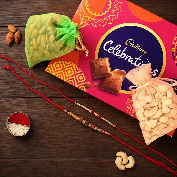Set Of 2 Graceful Rakhi With Cadbury Celebration Combo